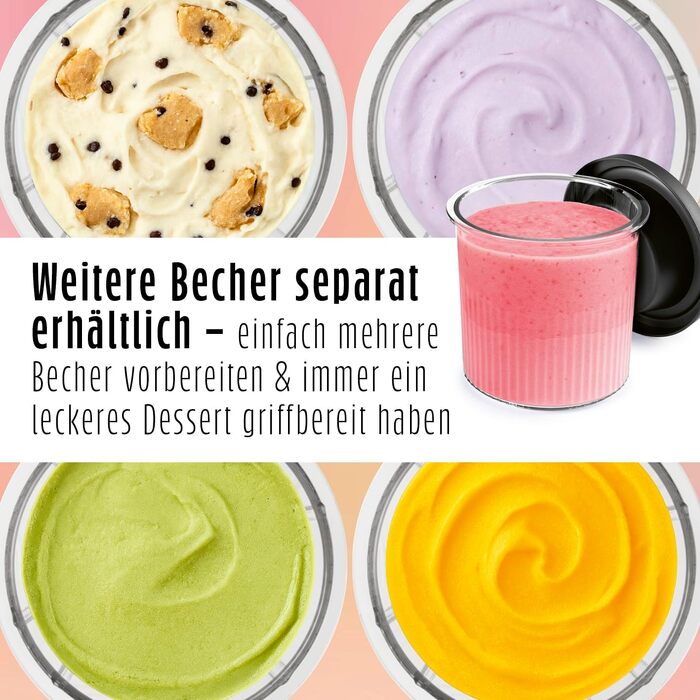 Машина для морозива GOURMETmaxx SmoothUp 800 Вт: льодогенератор, 10 програм, функція додавання інгредієнтів, LED-дисплей, 2 стакани в комплекті, чорний