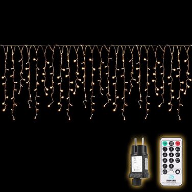 Гірлянда SALCAR LED для вулиці, 200 лампочок, 8 м, тепле біле світло, новорічна штора для вікна, 8 режимів, пам'ять, для дому та вулиці, 31V, 5 м + 3 м кабель