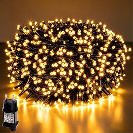 Світлодіодна гірлянда LED 80м, 800 світлодіодів, теплий білий колір, темно-зелений кабель, для вулиці та дому