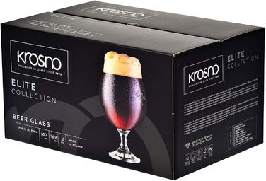 Набір склянок для темного пива Krosno Dunkel Stout 500 мл, 6 шт, колекція Elite, для дому та вечірок, можна мити в посудомийці