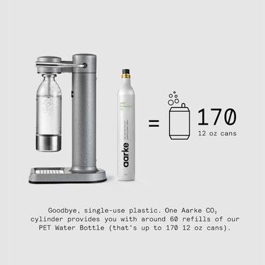 Сифон для газування води Aarke Carbonator 3 з PET-пляшкою 1л, нержавіюча сталь, сірий (Hammertone Grey)
