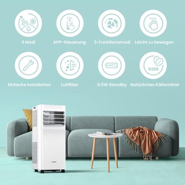 Мобільний кондиціонер Comfee Breezy Cool Pro 2.0 7000 BTU/2.0kW з Wi-Fi, охолодження, вентиляція, осушення – для кімнат до 25 м²