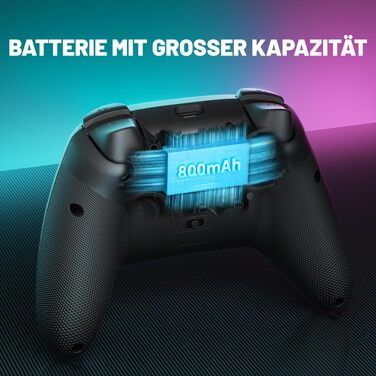 Ігровий бездротовий контролер ECHTPower для PC, Switch, Steam Deck, Android, iOS — RGB-підсвітка, Hall-джойстики, Turbo, вібрація, акумулятор 800mAh, чорний