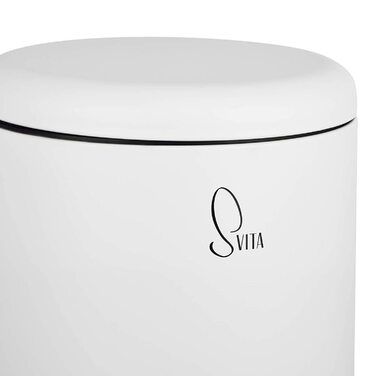 Білий круглий смітник SVITA T20 20 л з педаллю і внутрішнім відром для кухні