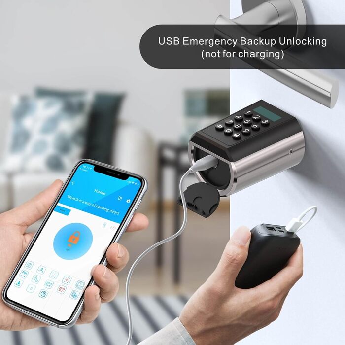 Електронний дверний замок WELOCK PCB41 з кодом, Bluetooth, Wi-Fi, RFID, для вхідних дверей, IP65, стандарт EU, на двері 50-100 мм