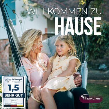 Гойдалка-крісла HEIMLING XXL для дому та вулиці, з підвісом і 3 подушками, для дітей і дорослих до 150 кг, гамак для кімнати, спальні, саду, балкона, тераси