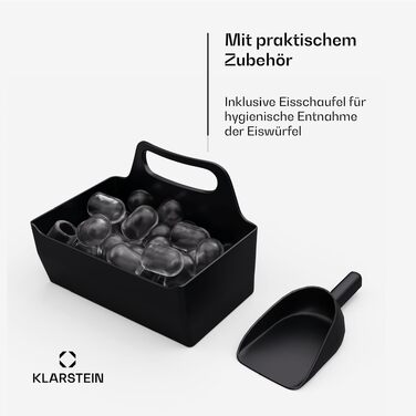Льодогенератор Klarstein IceCraft 12 кг/24 год, швидке виробництво льоду (6 хв), 2 розміри, автоочищення, для кухні та бару, 150 Вт, чорний