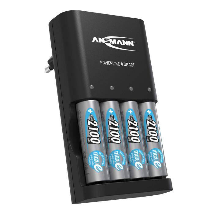 Зарядний пристрій ANSMANN Powerline 4 Smart з 4-ма акумуляторами AA 2100mAh, автоматичний зарядний пристрій з режимом відновлення (Repair-Modus)