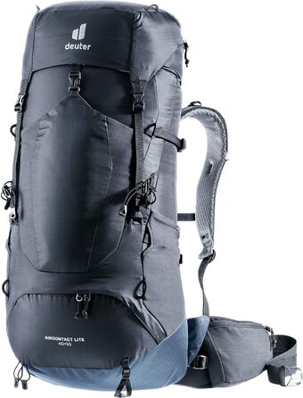 Рюкзак для трекінгу Deuter Aircontact Lite 40+10 л, чорний-синій, легкий, одноколірний