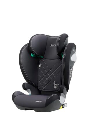 Дитяче автокрісло AVOVA Sora-Fix сіре та чорне, 100-150 см, 4-12 років, із Isofix, бустер