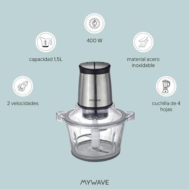 Подрібнювач MYWAVE MWPC-MIN міні, нержавіюча сталь, сірий