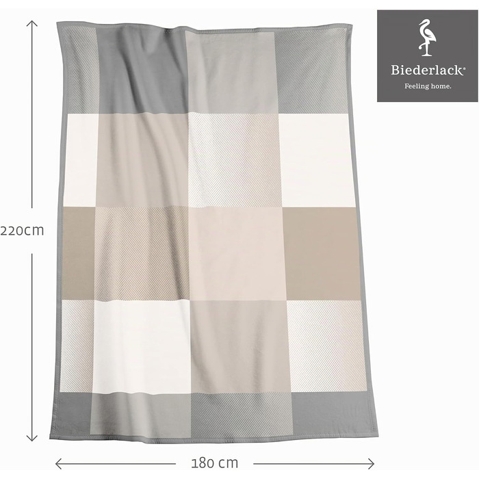 М'який плед biederlack® Across XXL бежевий, великий кусьовий плед для дивана 220x240 см