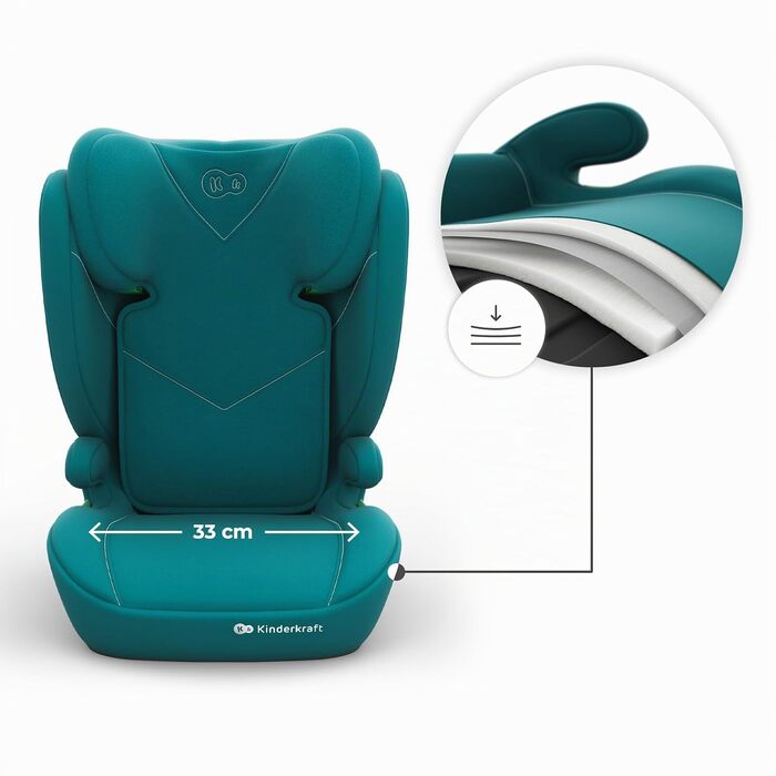 Дитяче автокрісло Kinderkraft I-SPARK 2 PRO (100-150 см), 2в1, i-Size, чорне/зелене