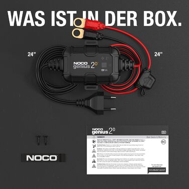 NOCO GENIUS2D: Інтелектуальний зарядний пристрій для акумуляторів 12V 2A – Підтримує, заряджає та десульфатує акумулятори, з захистом від перевантаження та температурною компенсацією. Підходить для свинцево-кислотних акумуляторів