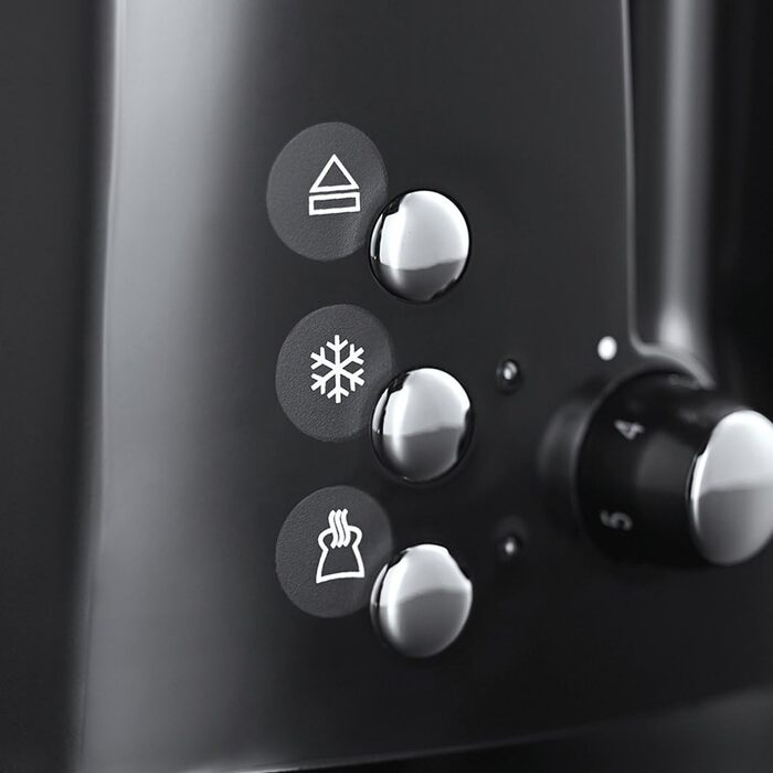 Тостер Russell Hobbs Textures+ (2 широкі слоти, підставка для булочок, 850 Вт, чорний) + Електричний чайник скляний Russell Hobbs Classic (1.7 л, 2400 Вт)