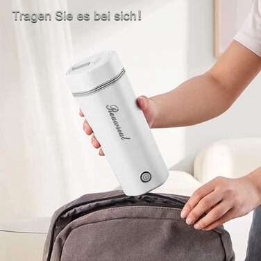 Портативний електричний термочайник Rauwseul 450 мл, 3-в-1, з нержавіючої сталі 304, швидкий нагрів, автоматичне вимкнення, 220В 300Вт, сірий