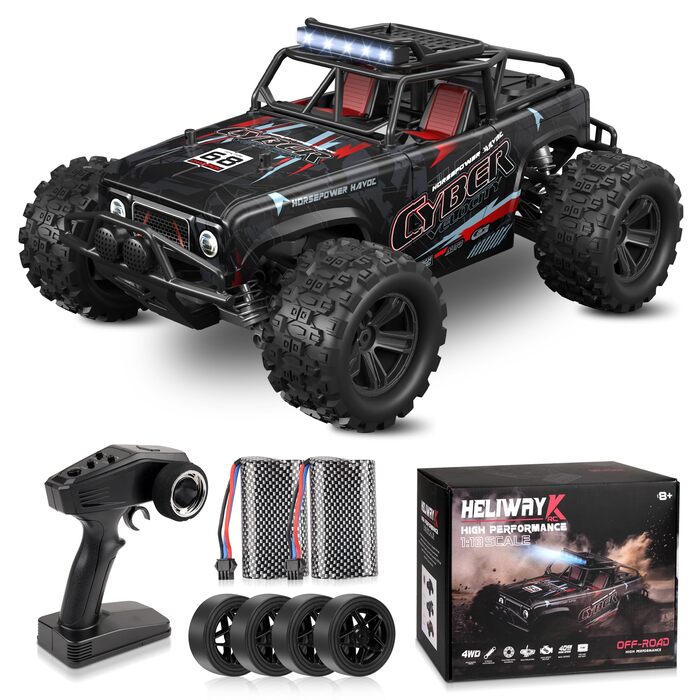 Радіокерований позашляховик 1:18, 4WD, 40 км/год, 2 батареї, 2.4GHz, чорний - іграшка для дітей та дорослих