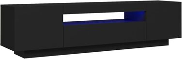 Тумба під телевізор vidaXL з LED підсвіткою, чорна, 160x35x40 см, сучасний ТВ стіл, медіа-комод