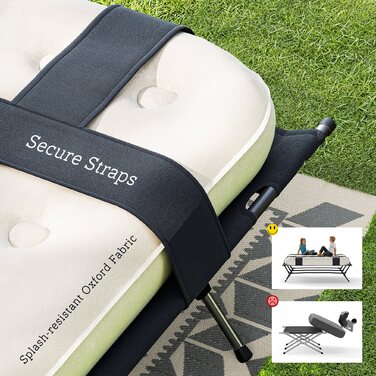 Похідне ліжко Outsunny Camping Bed з насосом для надувного матраца 200 x 153 см Гостьове ліжко з навантаженням до 200 кг Надзвичайно широкий кемпінговий шезлонг для 2 дорослих для кемпінгу Outdoor Garden Travel Чорний+Хакі