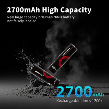 Акумулятори PHOTOOLEX AA 1.5V Li-ion 3600mWh, набір 8 шт. з зарядним пристроєм та кейсом для зберігання, висока ємність