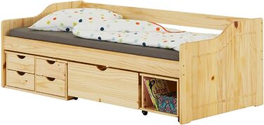 Дитяче ліжко IDIMEX Senta з ящиками, 90x200, натуральна сосна, підліткове, гостьове, денне ліжко