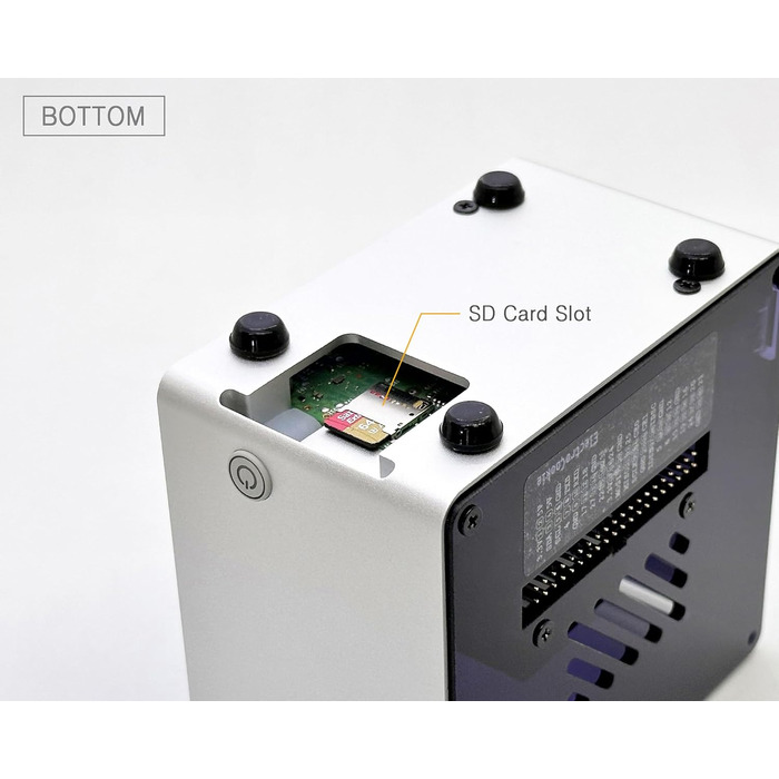 Корпус ElectroCookie для Raspberry Pi 5, алюмінієвий міні-тауер з вентилятором і RGB підсвічуванням, сріблястий