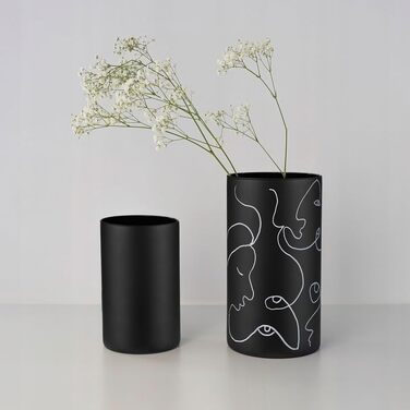 Ваза для квітів Trend For Home циліндрична, 21.5 см, чорна матова, 2.8 л, для декорів, пампас трави, свічок
