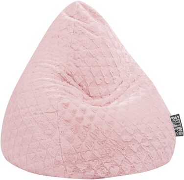 Крісло-мішок Sitting Point FLUFFY HEARTS XL 220 л, 70x110 см, рожеве, плюш