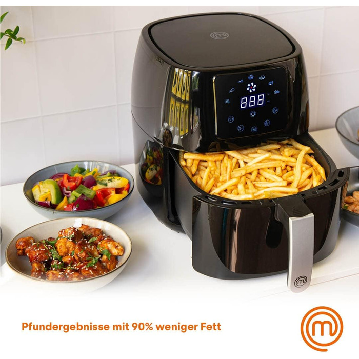 Аерофритюрниця MasterChef 4.5Л 1400Вт з цифровим сенсорним керуванням, 7 програм, без олії, функція підігріву та розігріву, 80-200°C