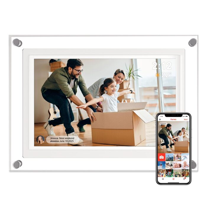 Цифрова фоторамка 15.6 дюймів з Wi-Fi, HD IPS сенсорний екран 1920x1080, 32ГБ пам'яті, підтримка Frameo App, автоматичний поворот зображення