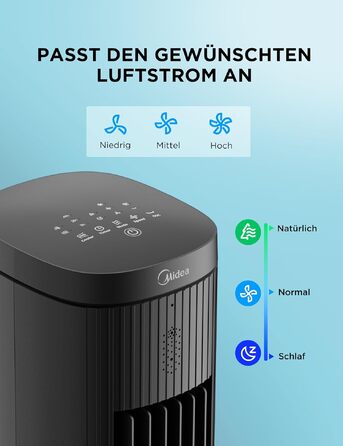 Мобільний випарний охолоджувач повітря Midea Sensicool 7L з сенсорним дисплеєм та резервуаром для води 5л