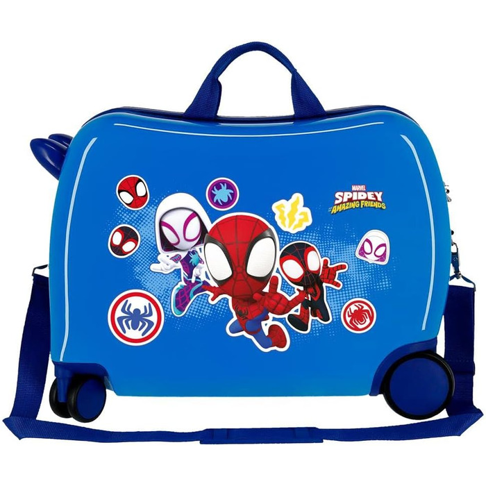 Дитяча валіза Marvel Spiderman Go Webs Go, синя, 50×39×20 см, ABS, 34 л, з кодовим замком, 4 колеса, ручна поклажа