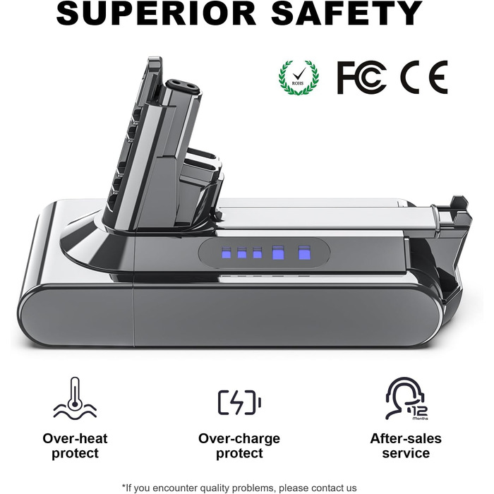 Акумулятор для пилососа Dyson V7 Absolute, Mattress, Allergy, Trigger, Fluffy, Animal Pro+ (8000mAh, сірий)