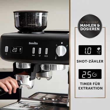 Кавомашина Breville Barista Max+ з вбудованим капучинатором та кавомолкою, срібляста (VCF185X) - еспресо, капучино, лате