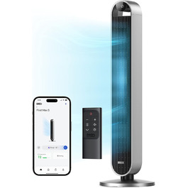 Dreo Smart Тихий турбовентилятор з пультом, 106 см, 25 дБ, 120° обертання, 12 швидкостей, 4 режими, таймер 12 годин, для спальні, Pilot Max S
