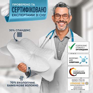 Ортопедична подушка Glückstoff для всіх типів сну, ергономічна, з пам’яттю форми, проти болю в шиї, сертифікована, біла