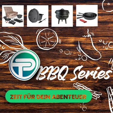 Набір сковорідок TALK-POINT BBQ з чавуну, 4 предмети: круглі сервірувальні та жаровні трьох розмірів (20, 25, 30 см) з носиком для зливу, силіконовою ручкою, для духовки, гриля, всіх типів плит, включно з індукцією