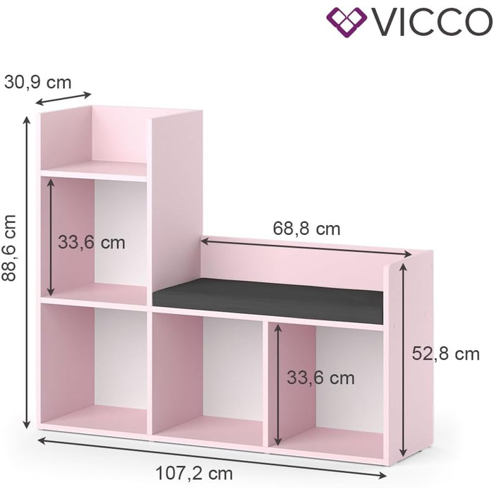 Дитяча полиця Vicco Luigi, рожева, 107.2 x 88.6 см, без коробок