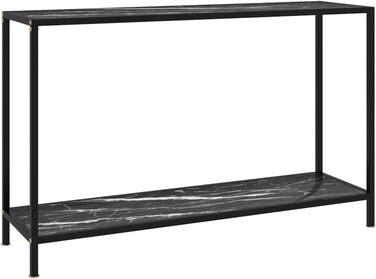 Консольний стіл vidaXL, скляний, 120x35x75 см, чорний і білий, металевий каркас, приліжковий/туалетний/декоративний стіл