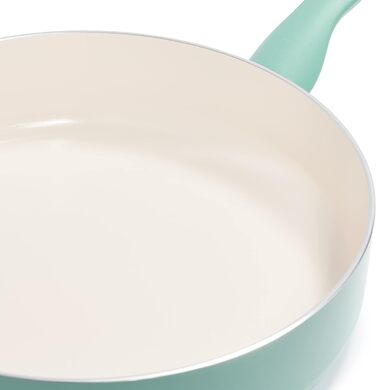 GreenPan Rio: сковорода з антипригарним покриттям Ceramic, 30 см, з кришкою, без PFAS, чорно-кремовий колір, для плити (крім індукційної), можна мити в посудомийній машині, витримує до 160°C в духовці
