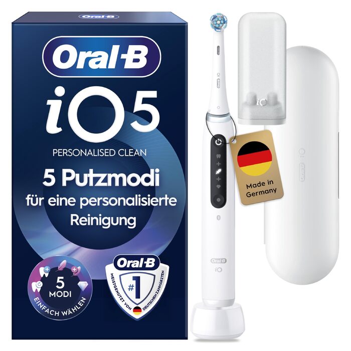 Електрична зубна щітка Oral-B iO Series 5, набір з 2 шт (чорна та біла), з додатковою насадкою та білим футляром