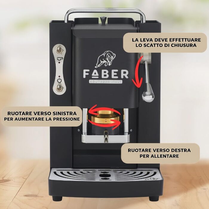Кавомашина Faber Deluxe 3.0 ESE 44мм з електроклапаном, чорний/хром