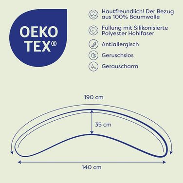 Подушка для годування та вагітних Ceba Baby Wildblumen XXL, 190 см, 100% бавовна, сертифікат OEKO-TEX