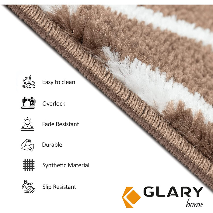 Набір з 15 самоклеючих килимків для сходів Glary Home 22×71×1,2 см, біло-коричневий, трикутний візерунок