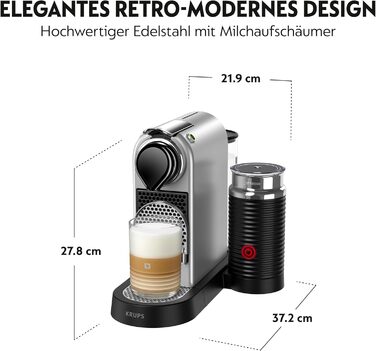 Кавомашина Nespresso Krups Citiz & Milk XN741B с автоматичним відключенням, срібна