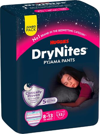 Нічні підгузки-труси Huggies DryNites для дівчаток 8-13 років, 52 шт, Pyjama Pants