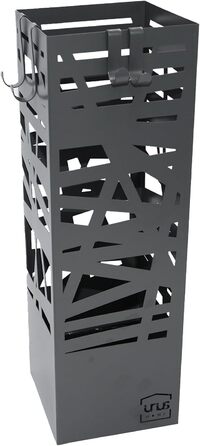 Підставка для парасольок UNUS з піддоном, 4 гачки, 16x16x49 см, сіра з візерунком
