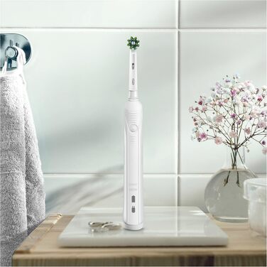Електрична зубна щітка Oral-B Pro 1 750 від Braun, біла (1 насадка, дорожній футляр)