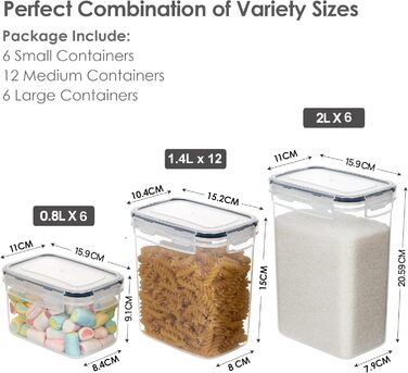 Набір контейнерів для зберігання Vtopmart: 32 шт. з кришкою, BPA-free, для продуктів (борошно, цукор, крупи)