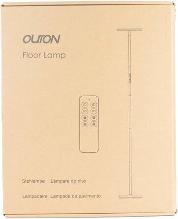 OUTON LED димована торшер-лампа 34Вт, подвійне бічне освітлення, підлогова лампа для вітальні, денне світло, з пультом і сенсорним керуванням, 4 кольорові температури, чорний матовий